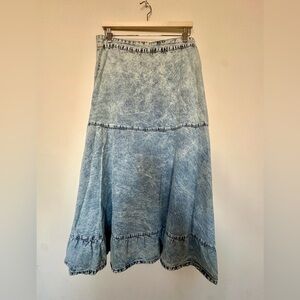 Bohemian A-Line Flowy Denim Skirt